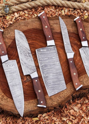  Handmade Damascus Forged Steel Chef Set