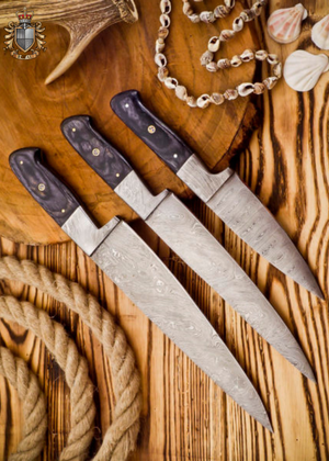  3 Pieces Damascus Handmade Kitchen Knife