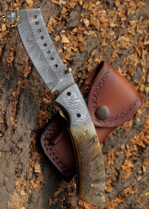 Handmade Damascus Steel Folding Blade Knife Damascus Steel Handle