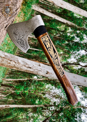 Viking Custom Handmade Carbon Steel Rose Wood Handle Axe